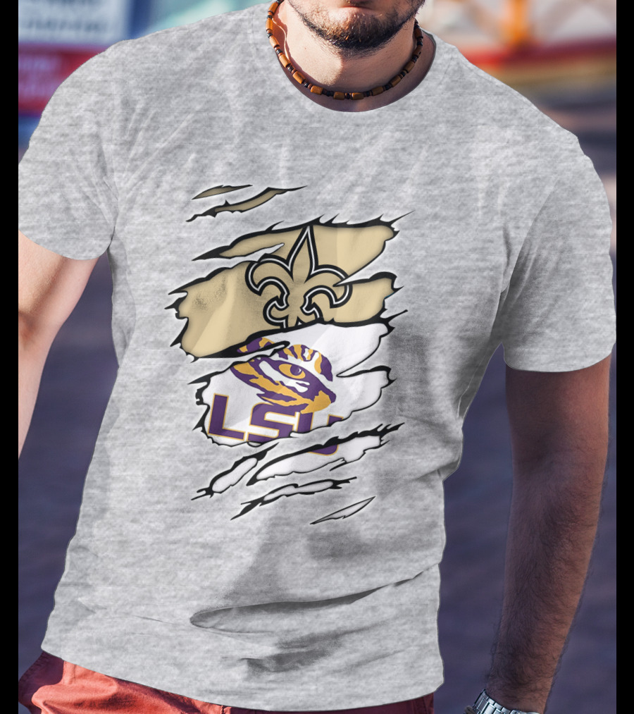 New Orleans Saints Lsu Tigers Claw Logo Fusion T-Shirt