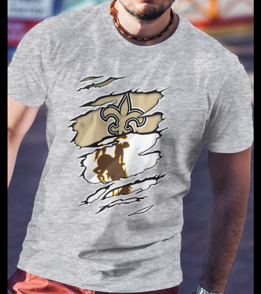 Saints Wyoming Fleur-de-Lis Rodeo Rider Tear T-Shirt