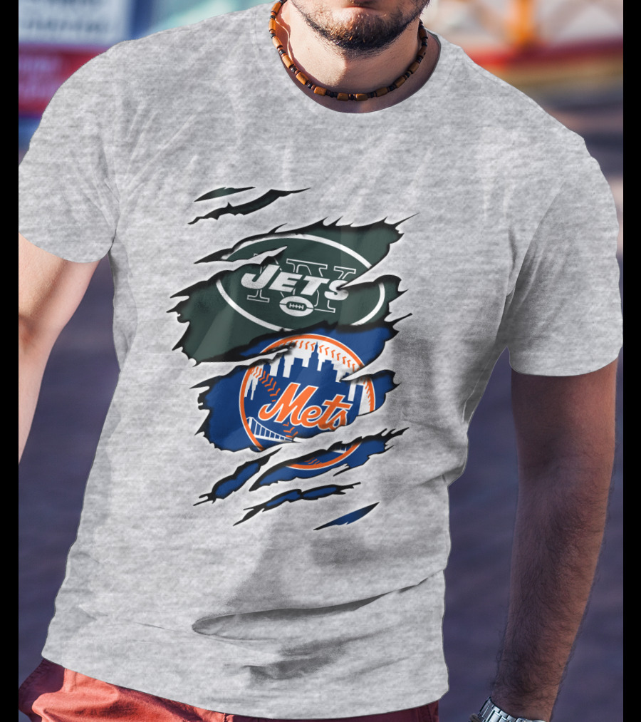 New York Jets Mets Claws Fan Logo Mashup T-Shirt