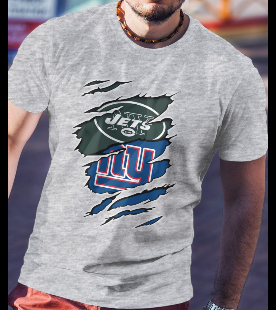 New York Jets Giants Football Rivalry Claw Marks T-Shirt