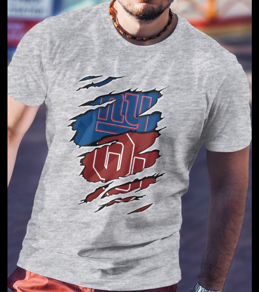 NY Giants OU Sooners Torn Effect T-Shirt