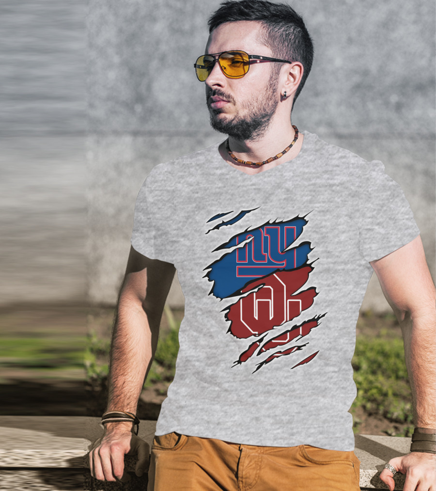 NY Giants OU Sooners Torn Effect T-Shirt