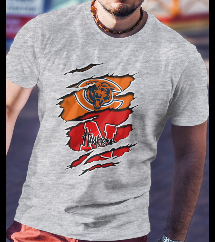 Chicago Bears Nebraska Huskers Claw Marks T-Shirt