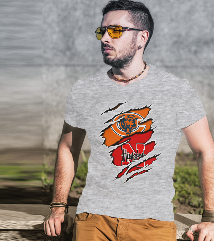 Chicago Bears Nebraska Huskers Claw Marks T-Shirt