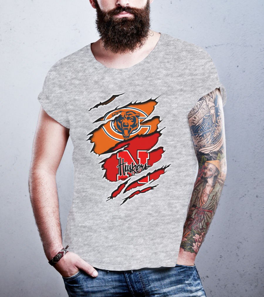 Chicago Bears Nebraska Huskers Claw Marks T-Shirt