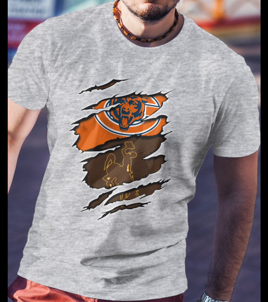 Bears Logo With Wyoming Cowboy Ripped Layers T-Shirt