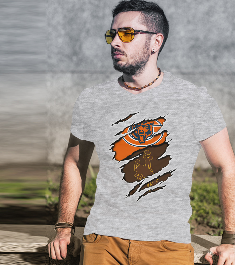 Bears Logo With Wyoming Cowboy Ripped Layers T-Shirt