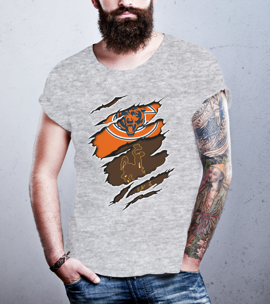 Bears Logo With Wyoming Cowboy Ripped Layers T-Shirt