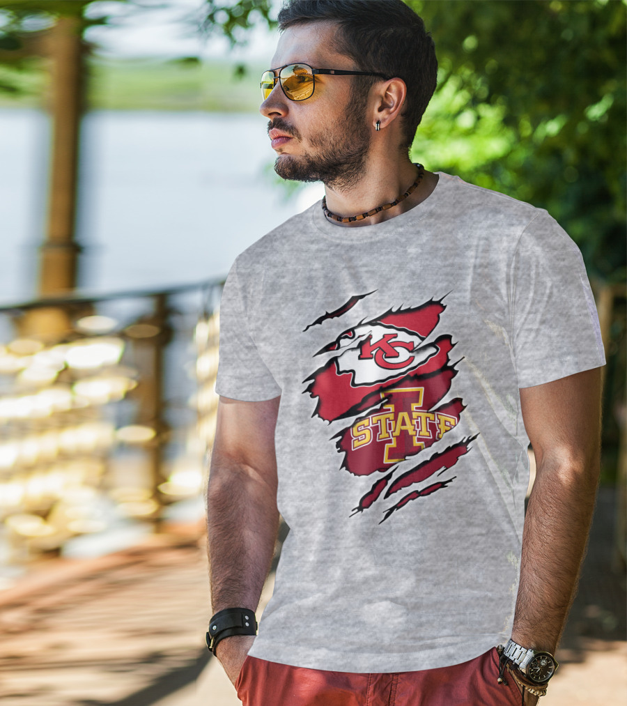 Kansas City Chiefs Iowa State University Torn Claw Marks T-Shirt