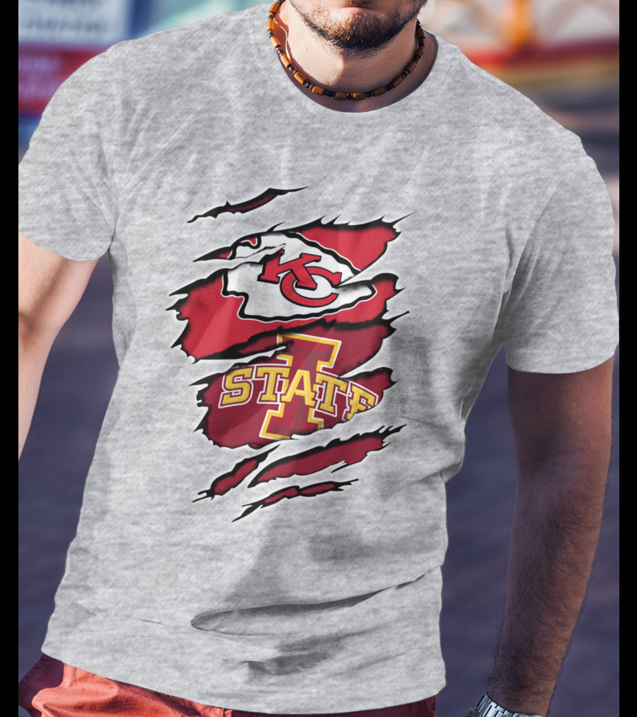 Kansas City Chiefs Iowa State University Torn Claw Marks T-Shirt