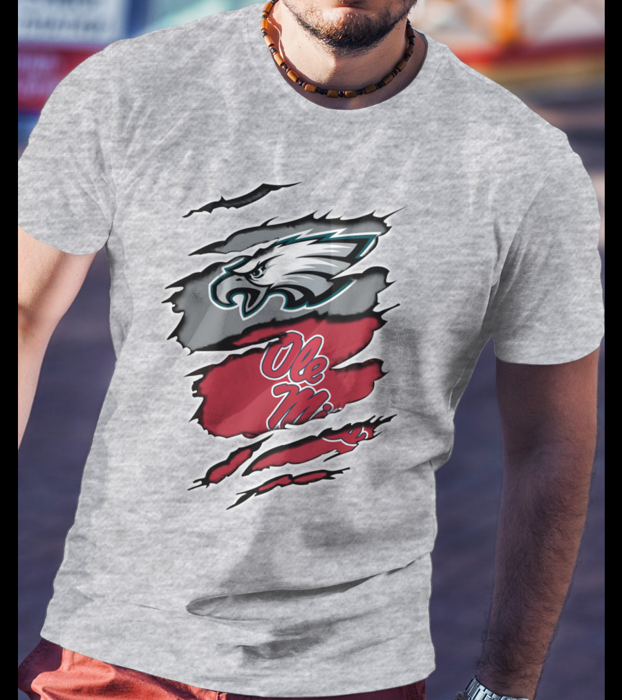 Philadelphia Eagles Ole Miss Ripped Claw T-Shirt