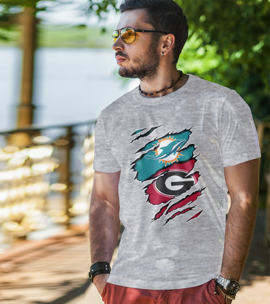 Miami Dolphins Georgia Bulldogs Dual T-Shirt