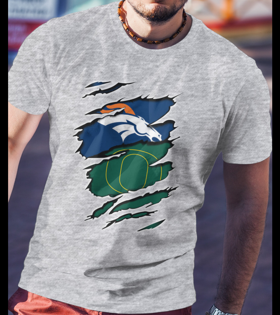 Broncos Ducks Layered Tear Concept T-Shirt