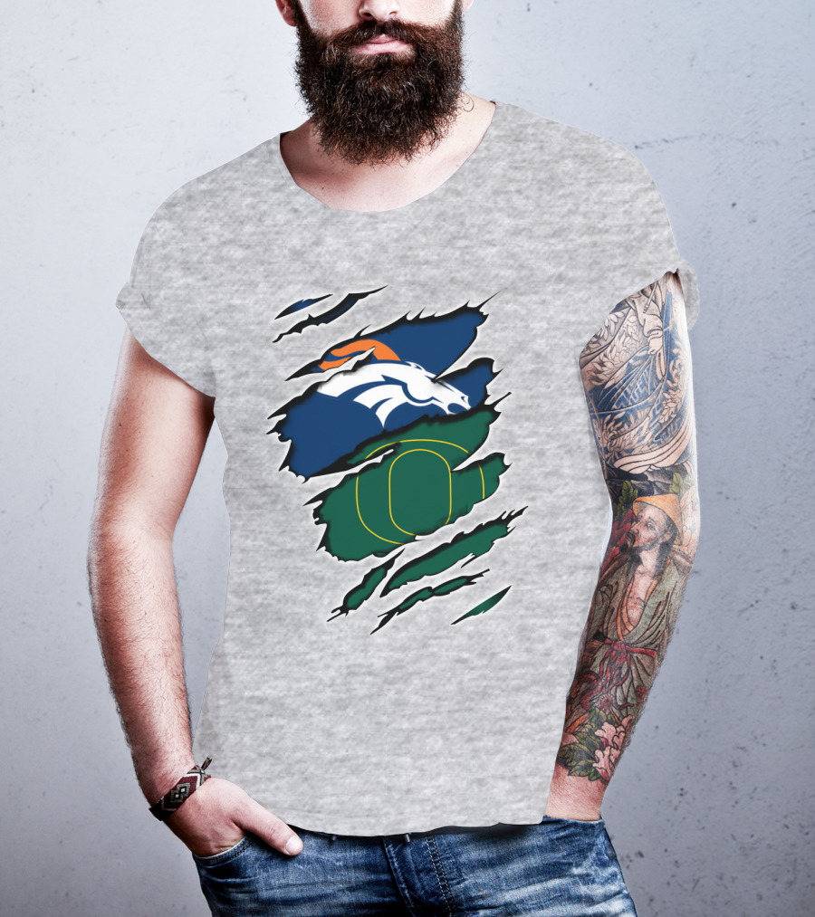 Broncos Ducks Layered Tear Concept T-Shirt