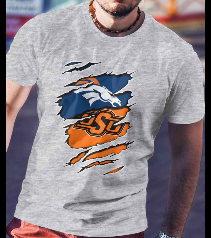 Broncos Osu Football Crossover Pro College Logos Integration T-Shirt
