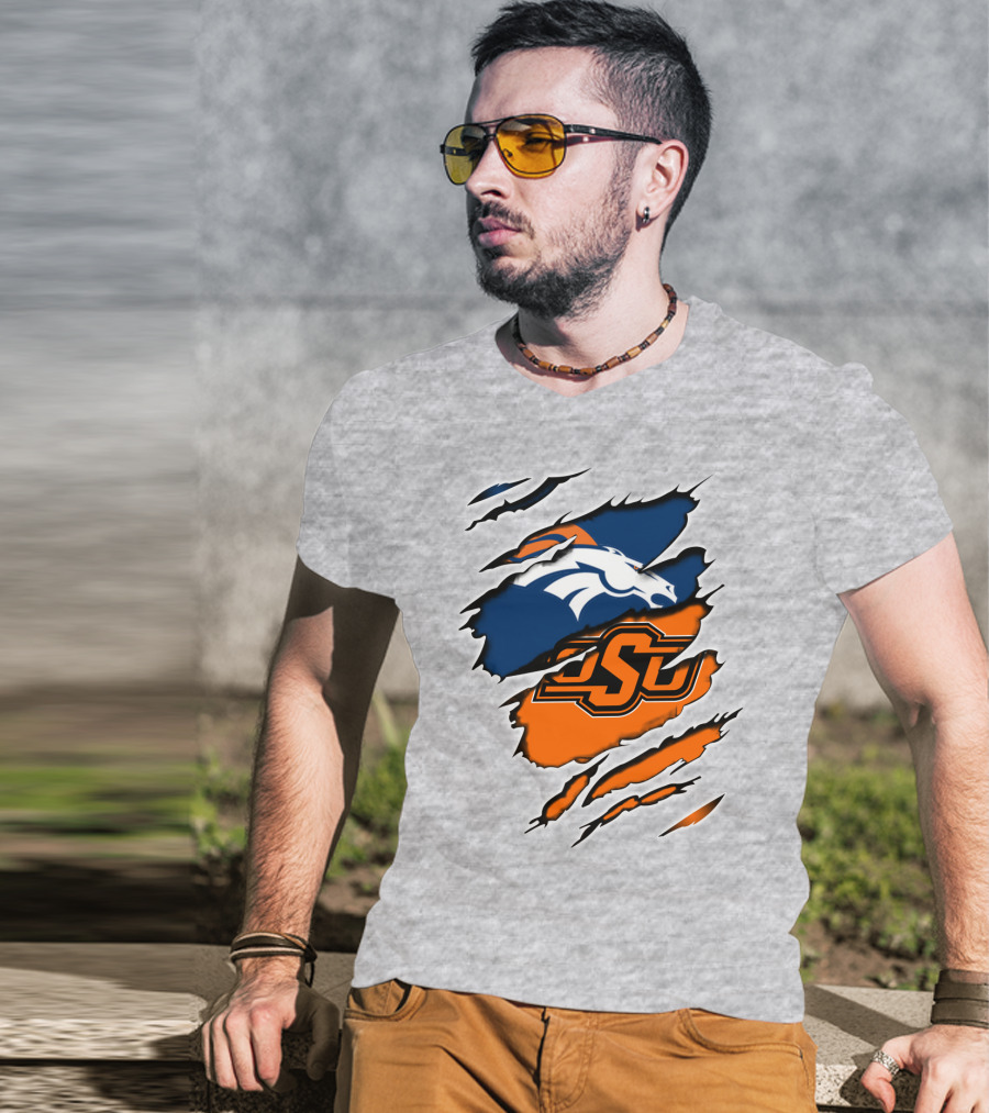 Broncos Osu Football Crossover Pro College Logos Integration T-Shirt