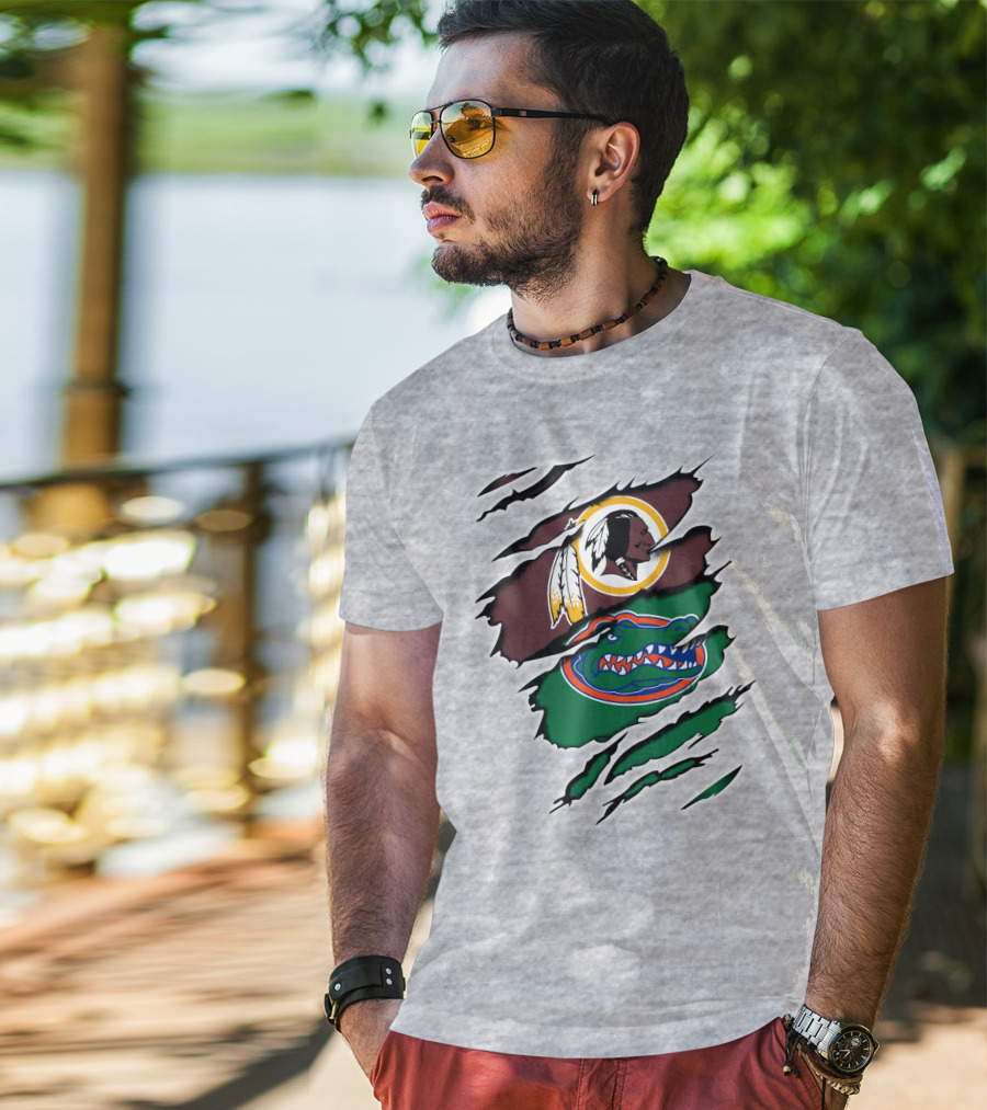 Redskins Gators Logos Claw Marks T-Shirt