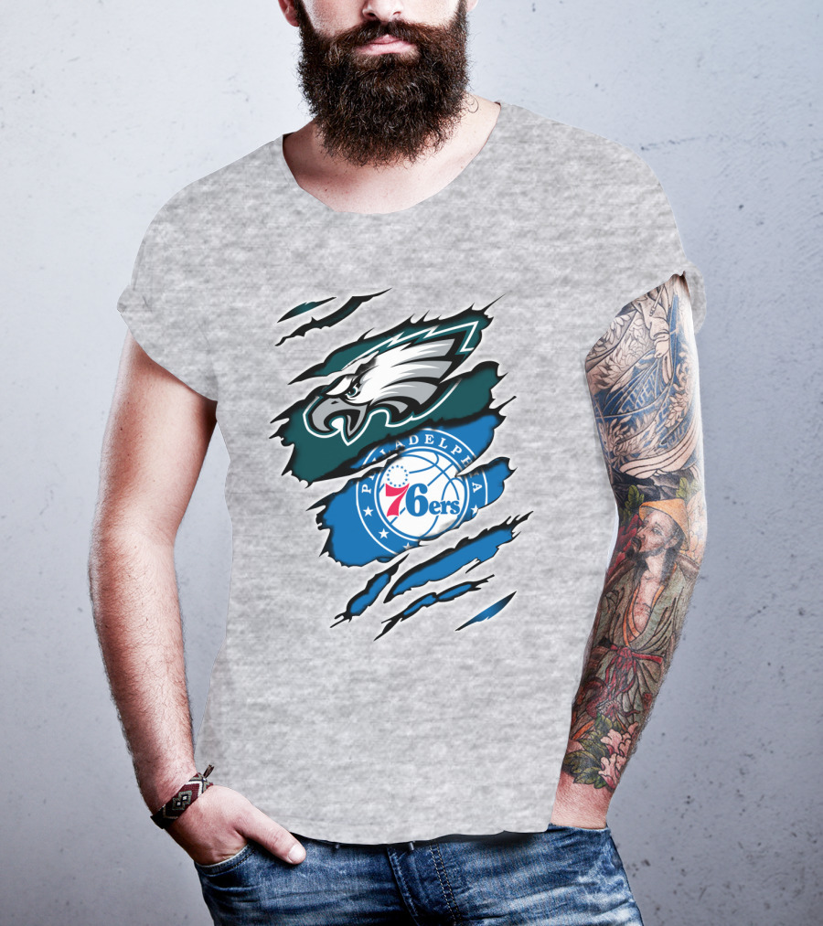 Philadelphia Eagles 76ers Rip Claw T-Shirt