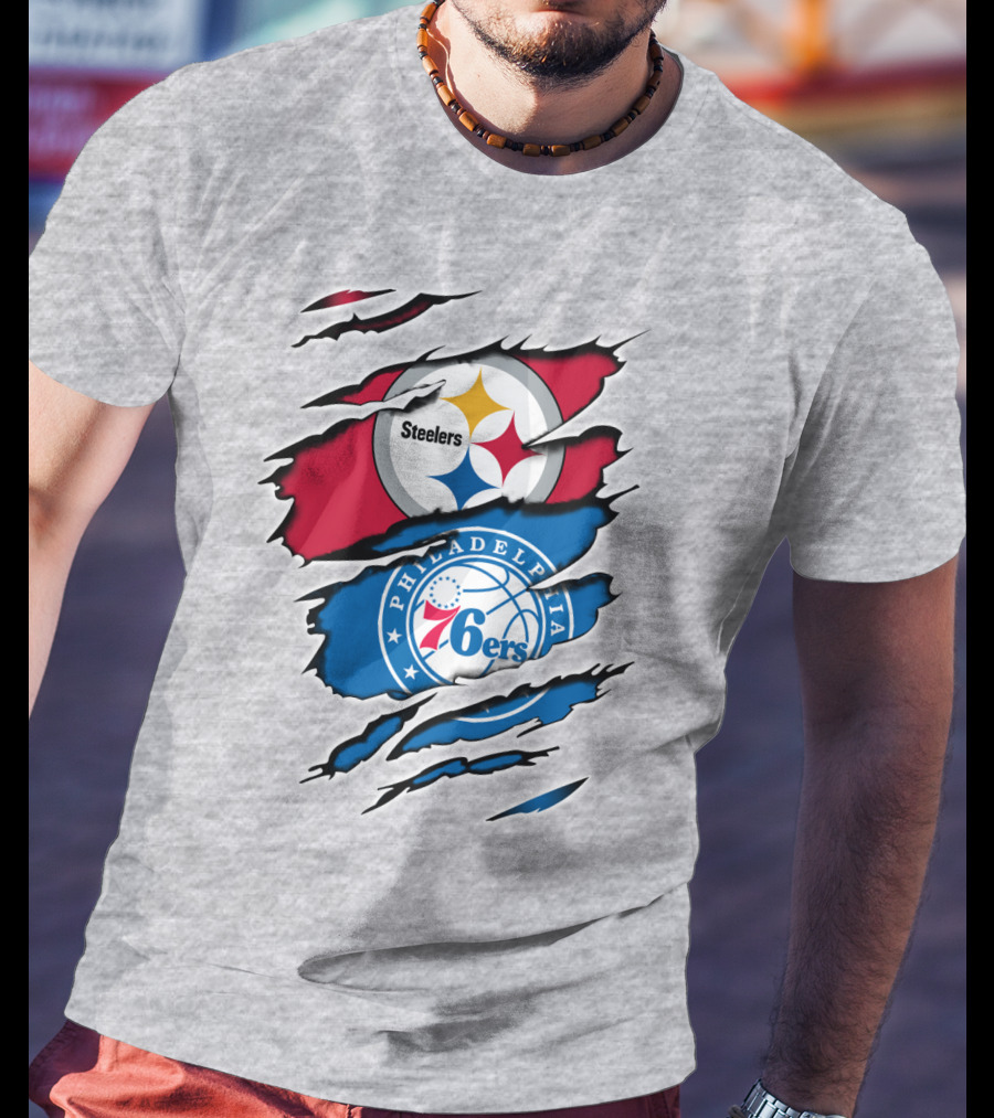 Steelers Philadelphia 76ers Logo Mashup T-Shirt