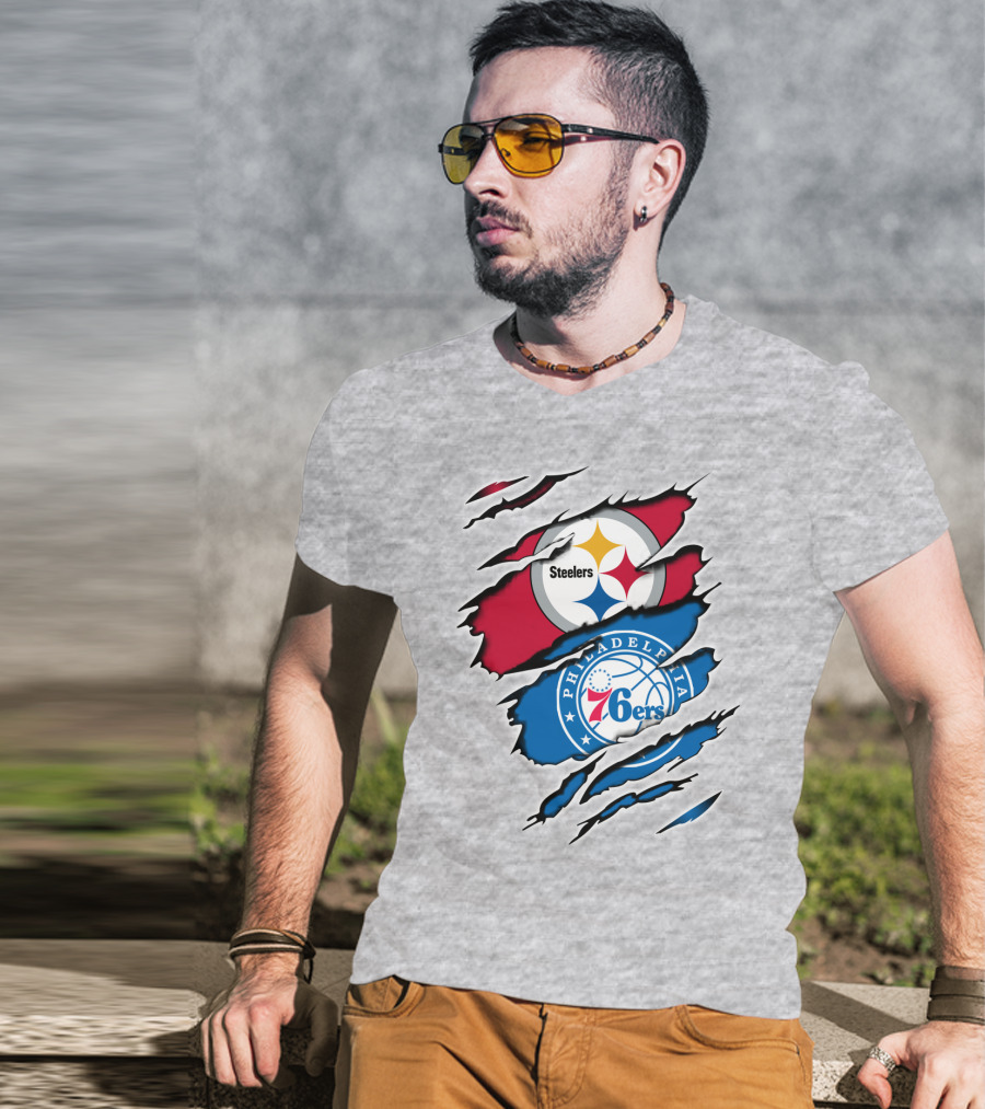 Steelers Philadelphia 76ers Logo Mashup T-Shirt