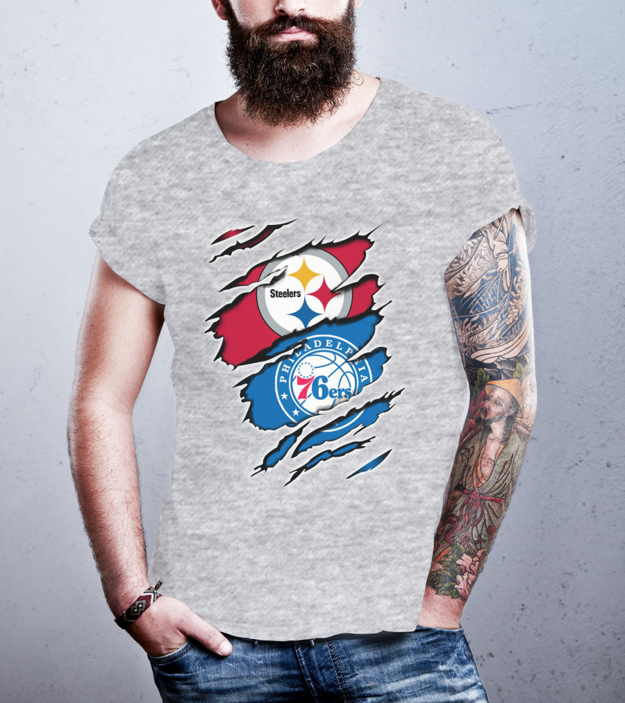 Steelers Philadelphia 76ers Logo Mashup T-Shirt
