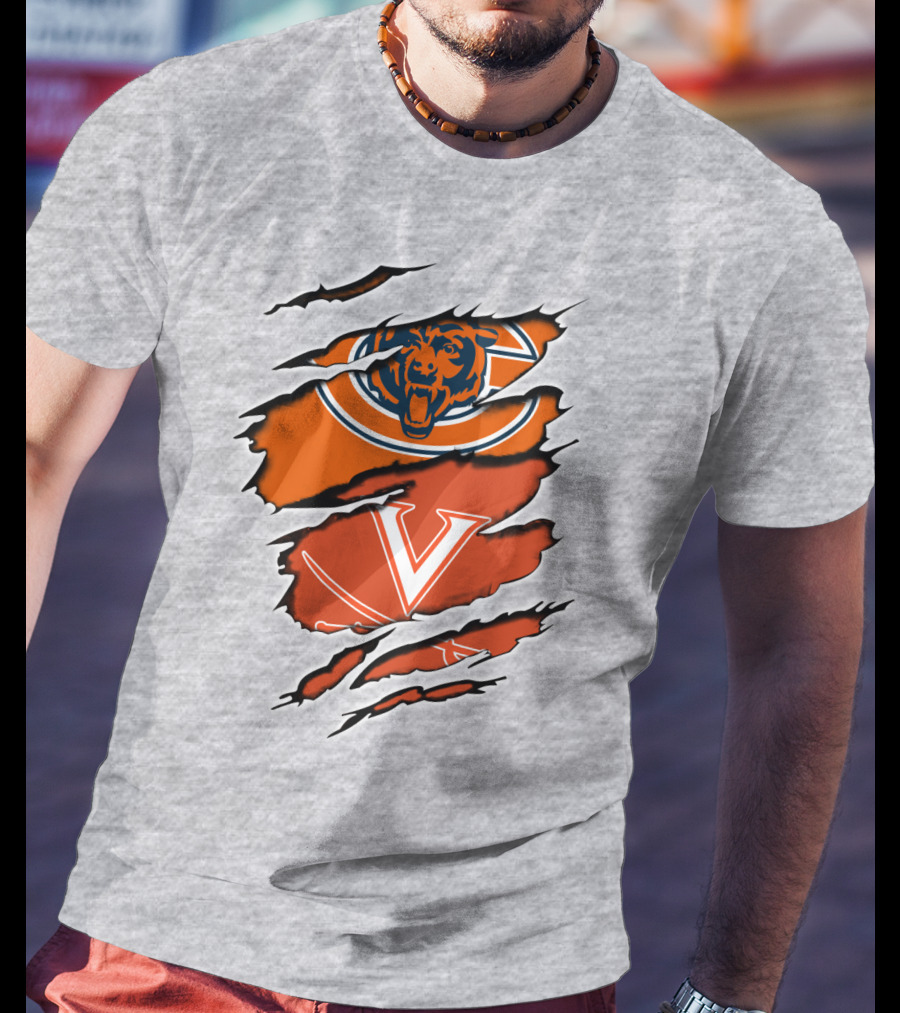 Bears Cavaliers Logo Fusion Football Fan T-Shirt