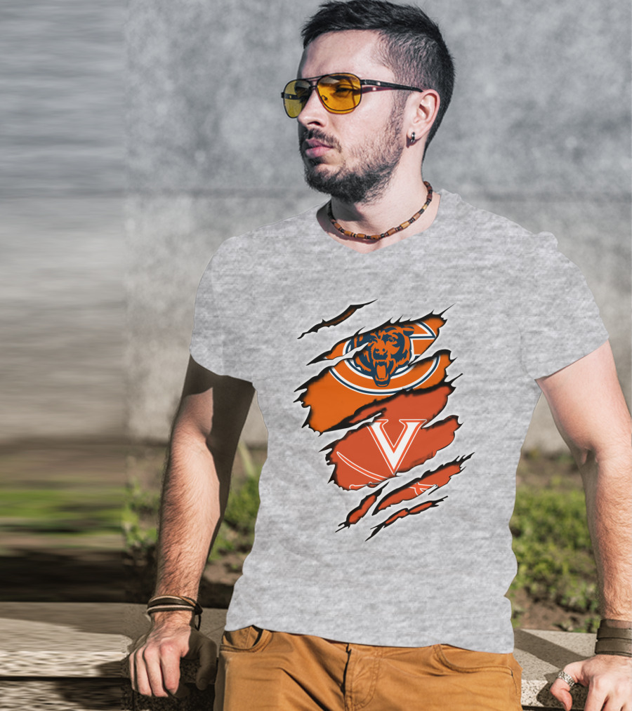 Bears Cavaliers Logo Fusion Football Fan T-Shirt