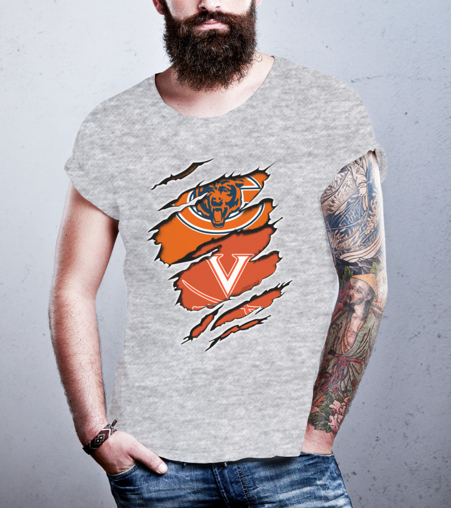 Bears Cavaliers Logo Fusion Football Fan T-Shirt