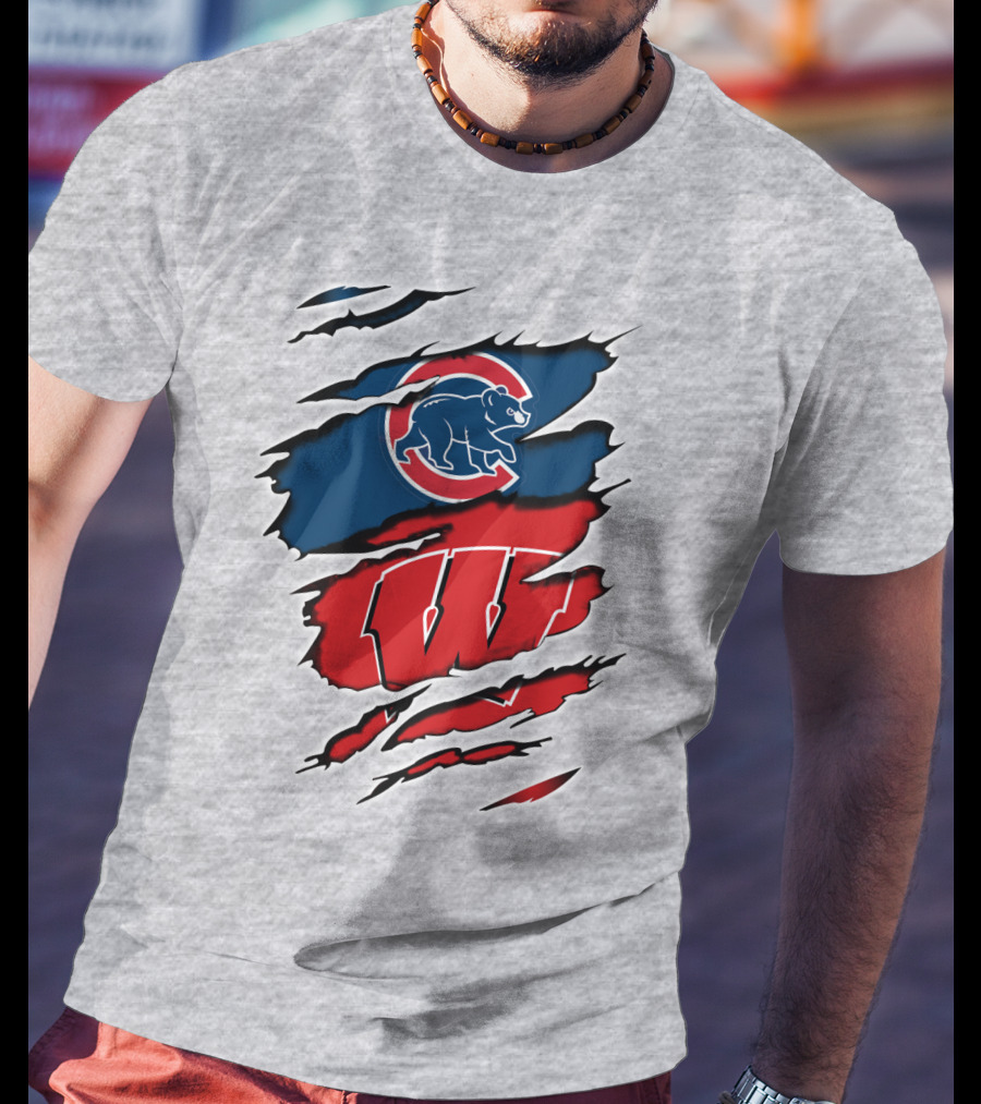Cubs Wisconsin Logo And Badgers Logo Combo T-Shirt