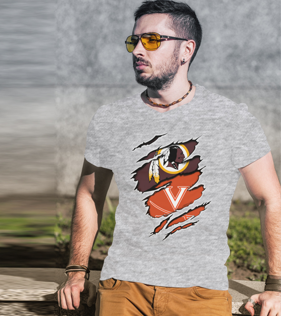 Redskins Cavaliers Virginia Sports Logo Combination T-Shirt
