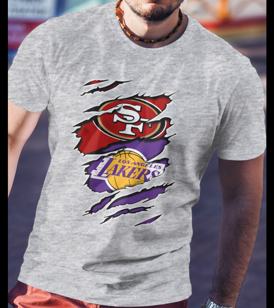 49ERS SF Los Angeles Lakers Logo Mashup T-Shirt