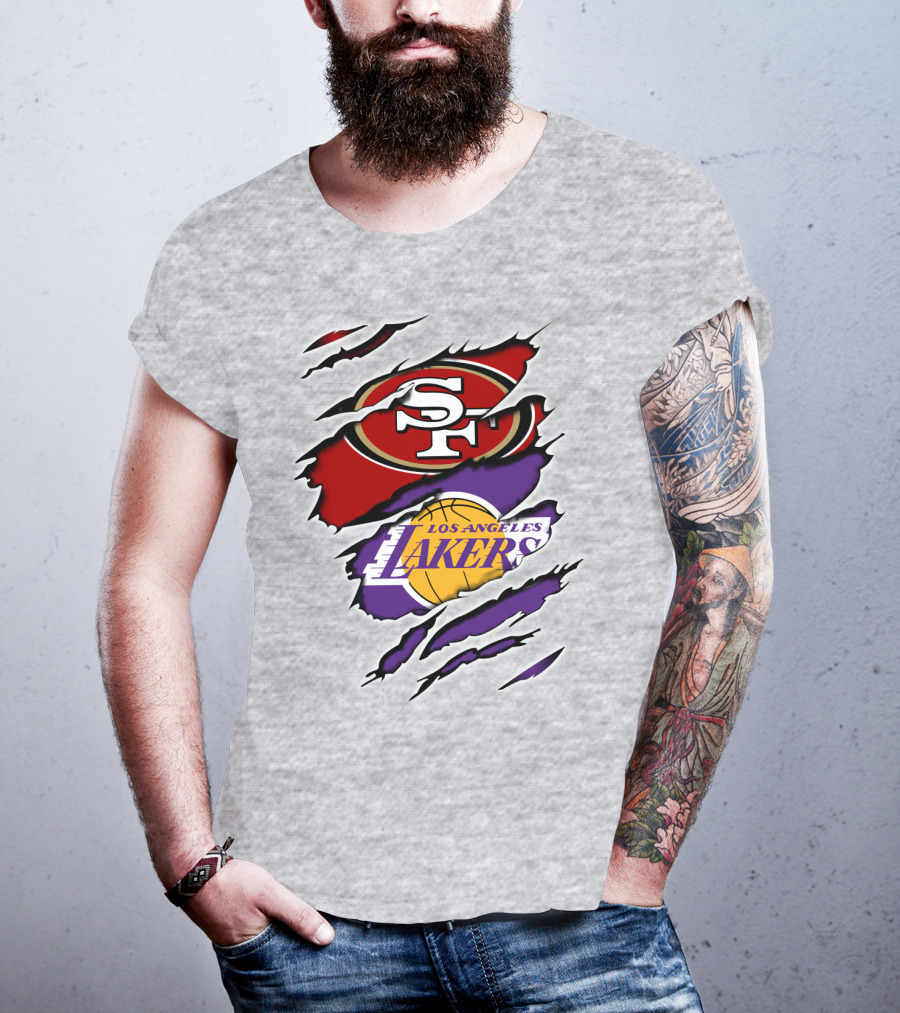 49ERS SF Los Angeles Lakers Logo Mashup T-Shirt