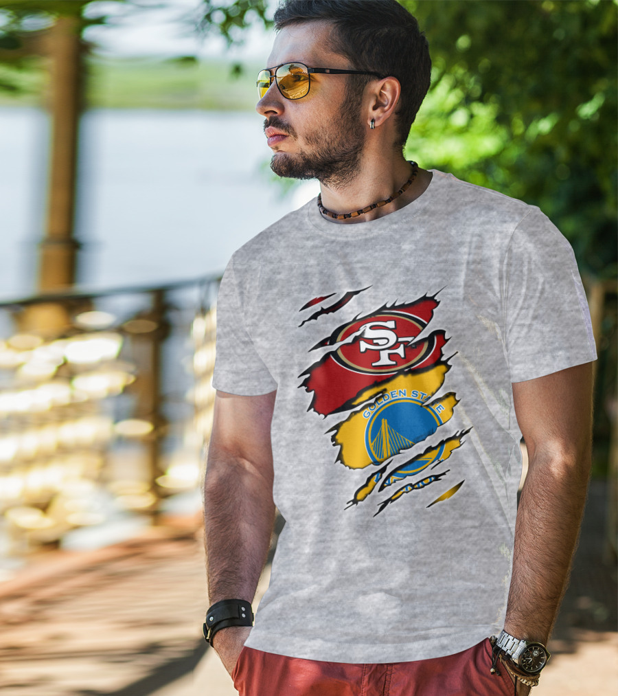 49ERS Golden State Warriors SF Logo Tear T-Shirt