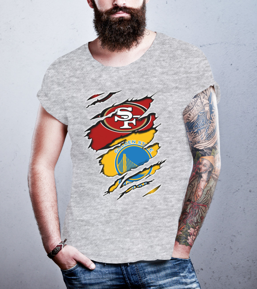 49ERS Golden State Warriors SF Logo Tear T-Shirt