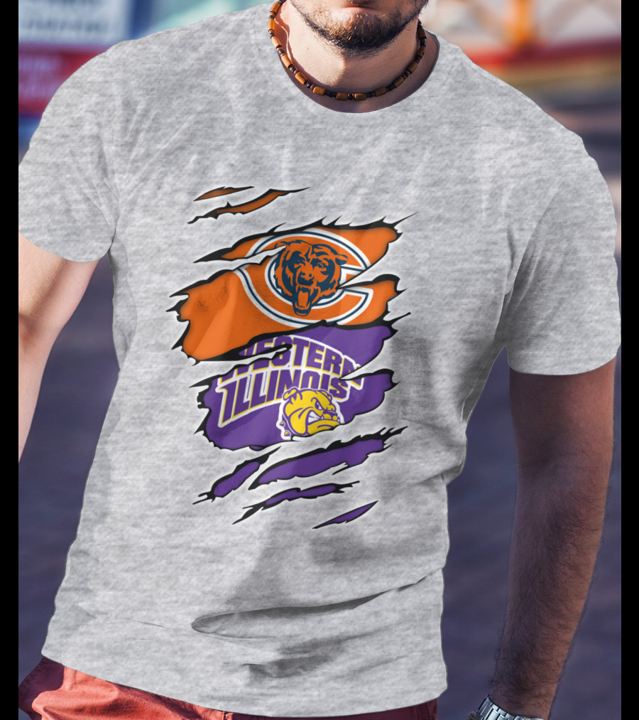 Chicago Bears Western Illinois Leathernecks Claw Marks T-Shirt