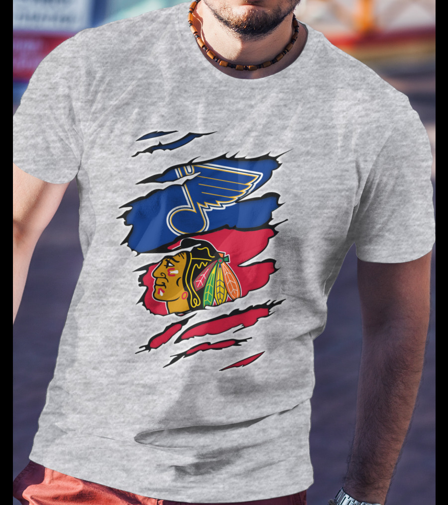 Blues Blackhawks Rivalry Team Clash Logo Fan Gear T-Shirt