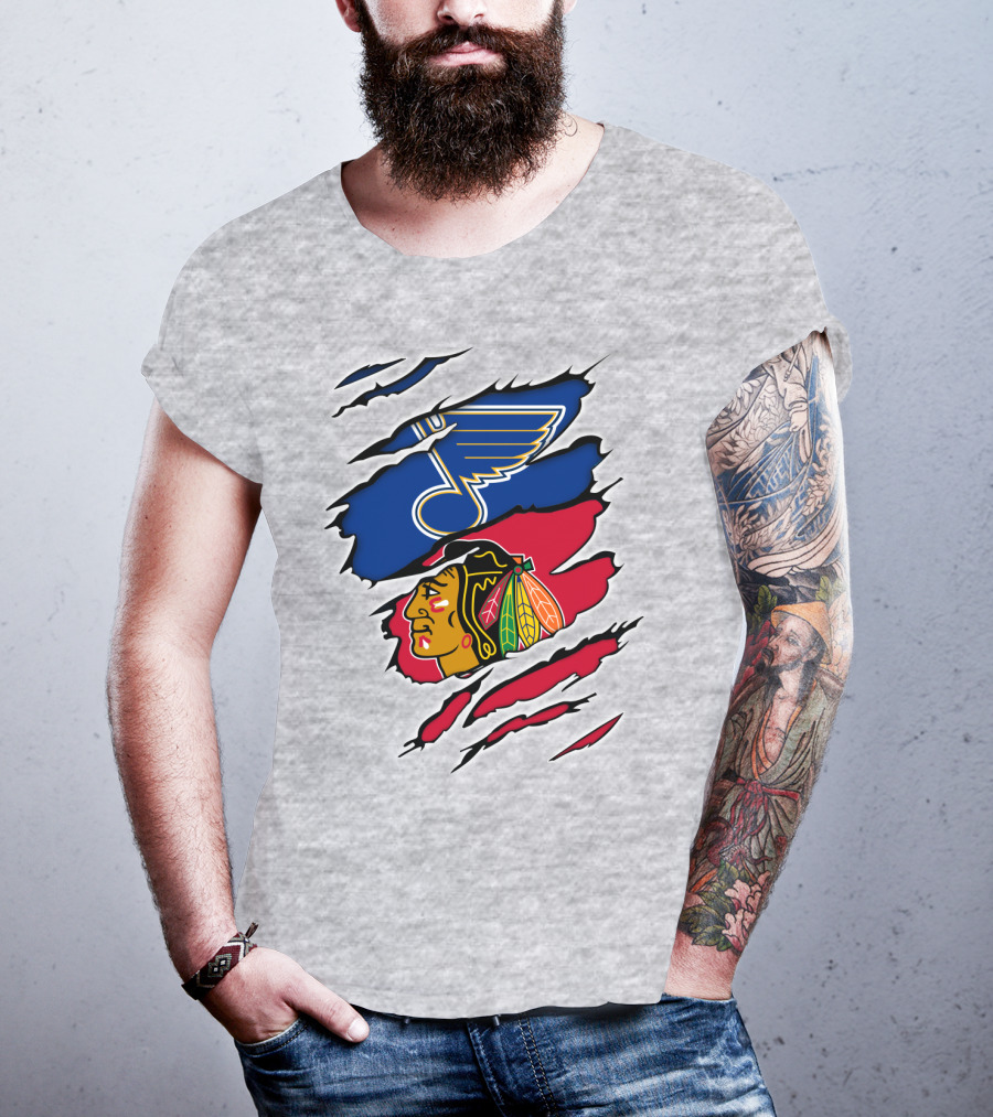 Blues Blackhawks Rivalry Team Clash Logo Fan Gear T-Shirt