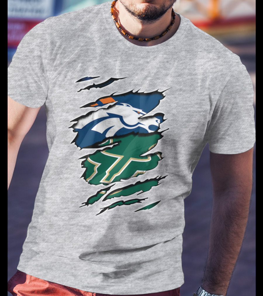 Broncos Bulls Logo Combination Tear T-Shirt