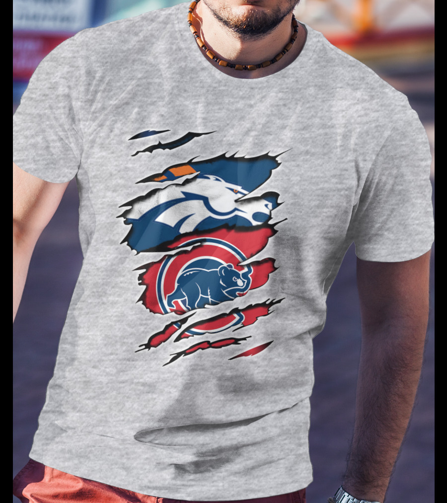 Broncos Cubs Scratching Logos Fusion T-Shirt