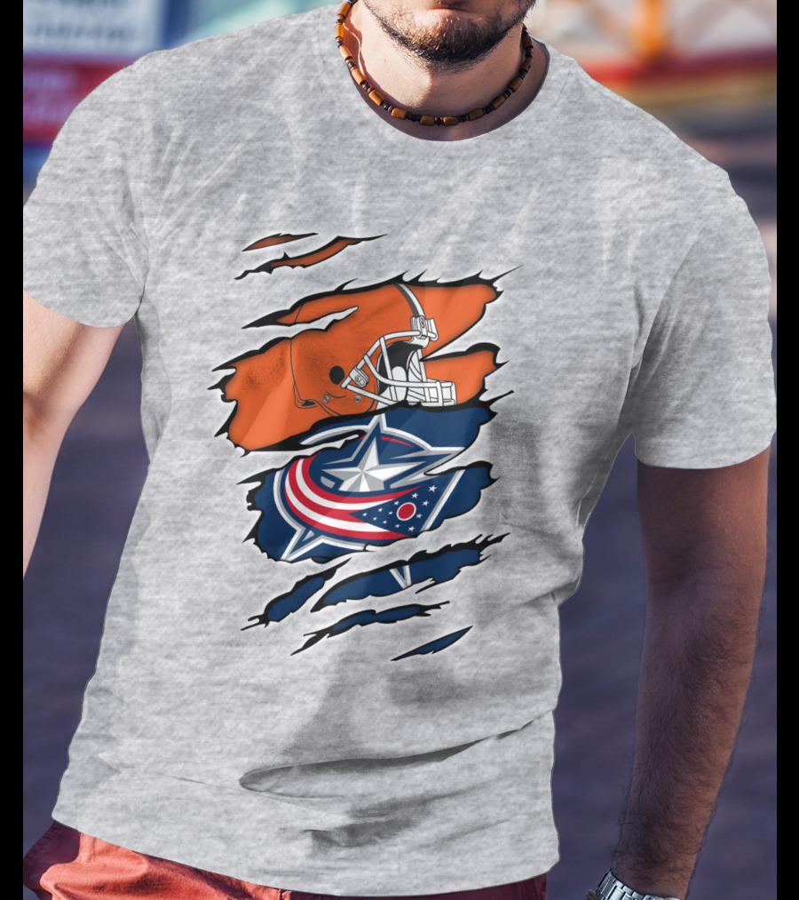 Cleveland Browns Columbus Blue Jackets Crossover T-Shirt