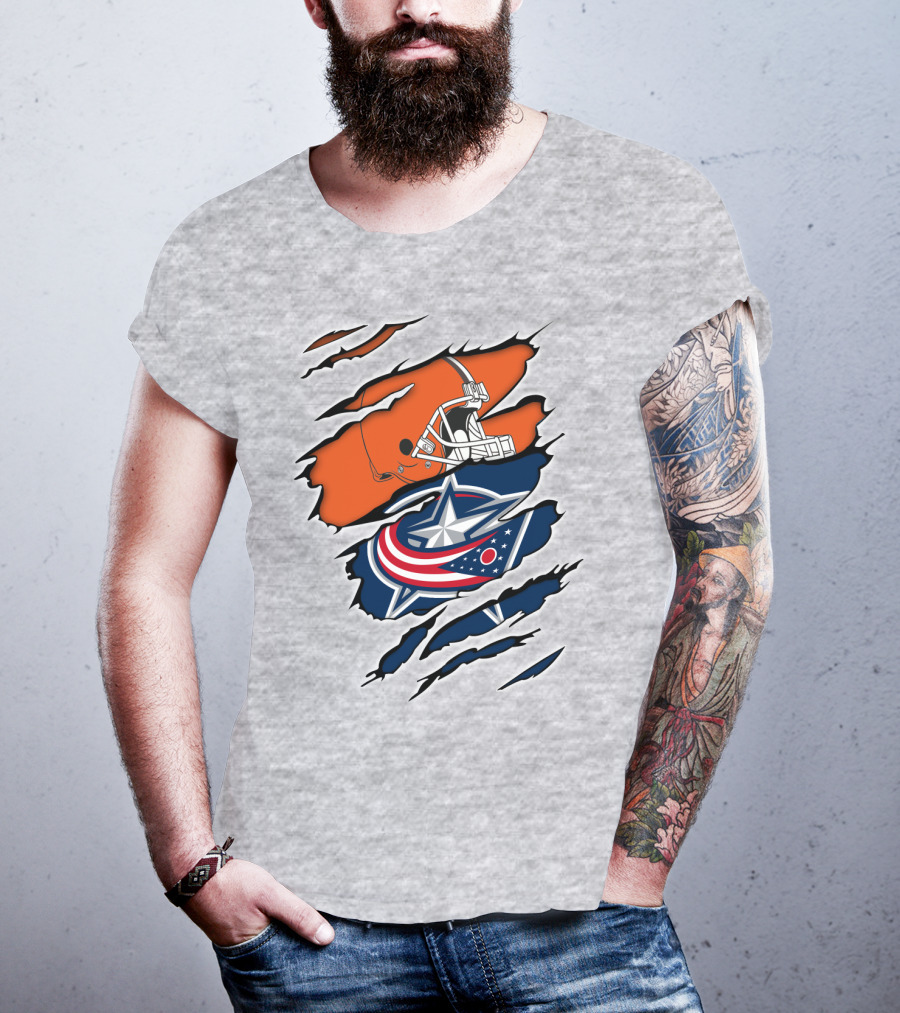 Cleveland Browns Columbus Blue Jackets Crossover T-Shirt
