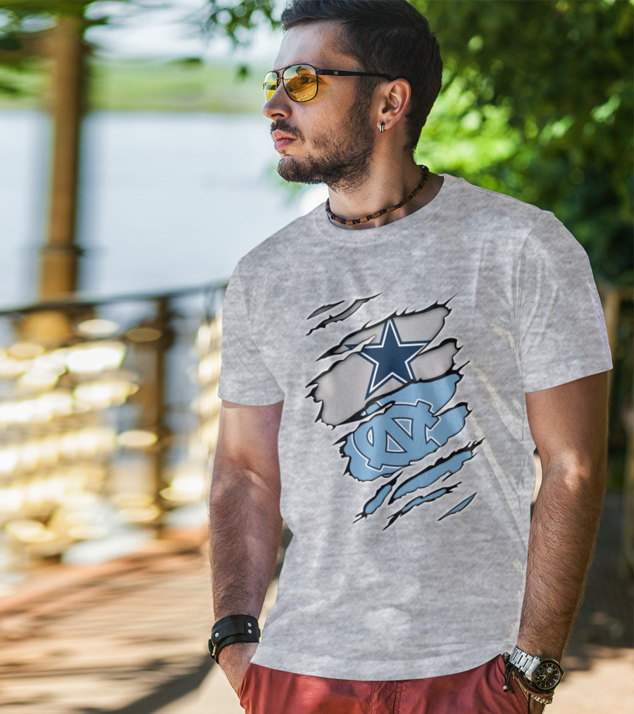 Dallas Cowboys UNC Tar Heels Rip Claw Marks T-Shirt