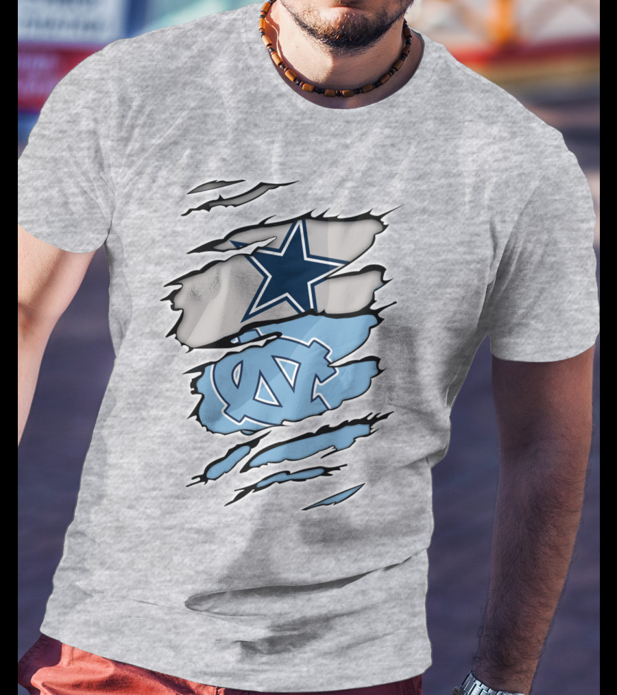 Dallas Cowboys UNC Tar Heels Rip Claw Marks T-Shirt