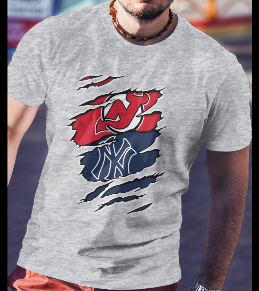 New Jersey Devils New York Yankees Fan Crossover T-Shirt