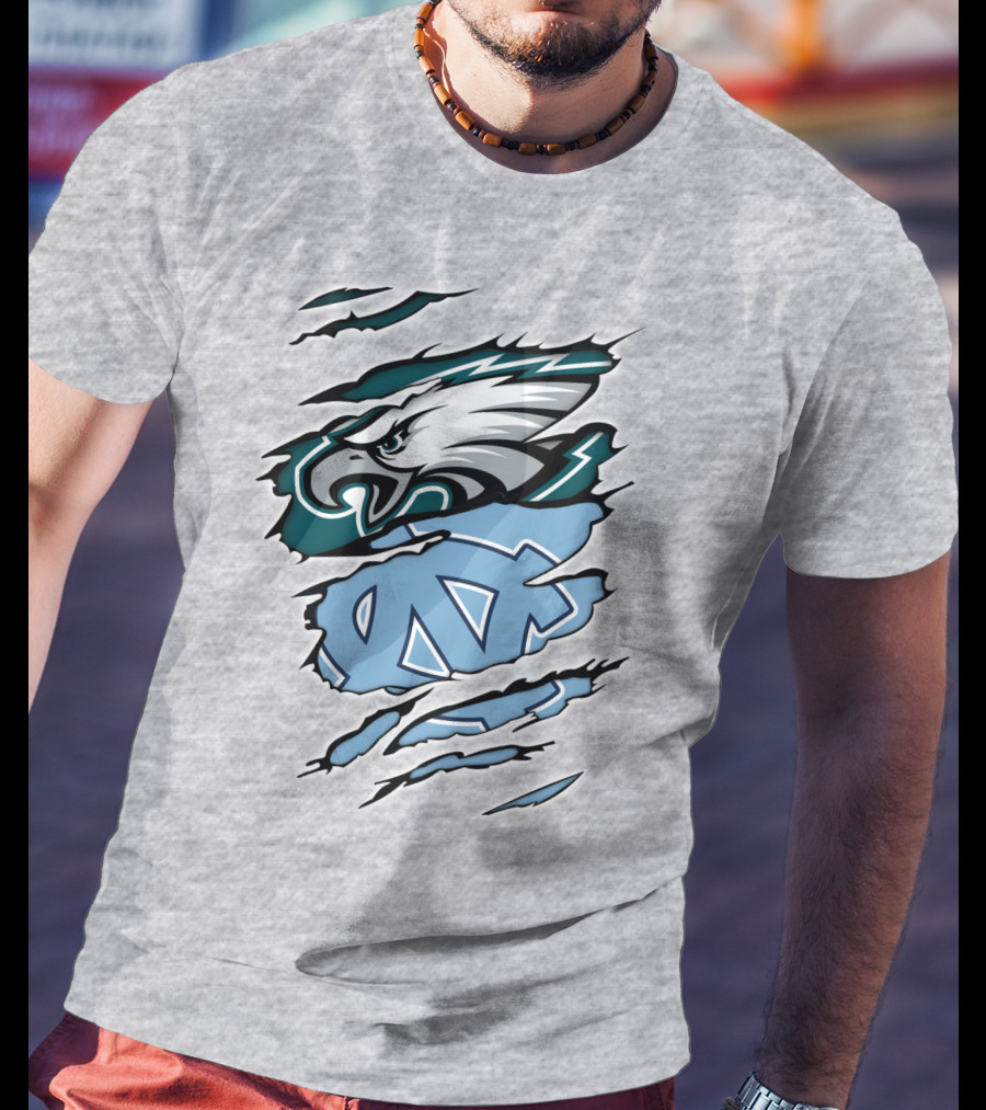 Philadelphia Eagles North Carolina Tar Heels Logo Fusion T-Shirt