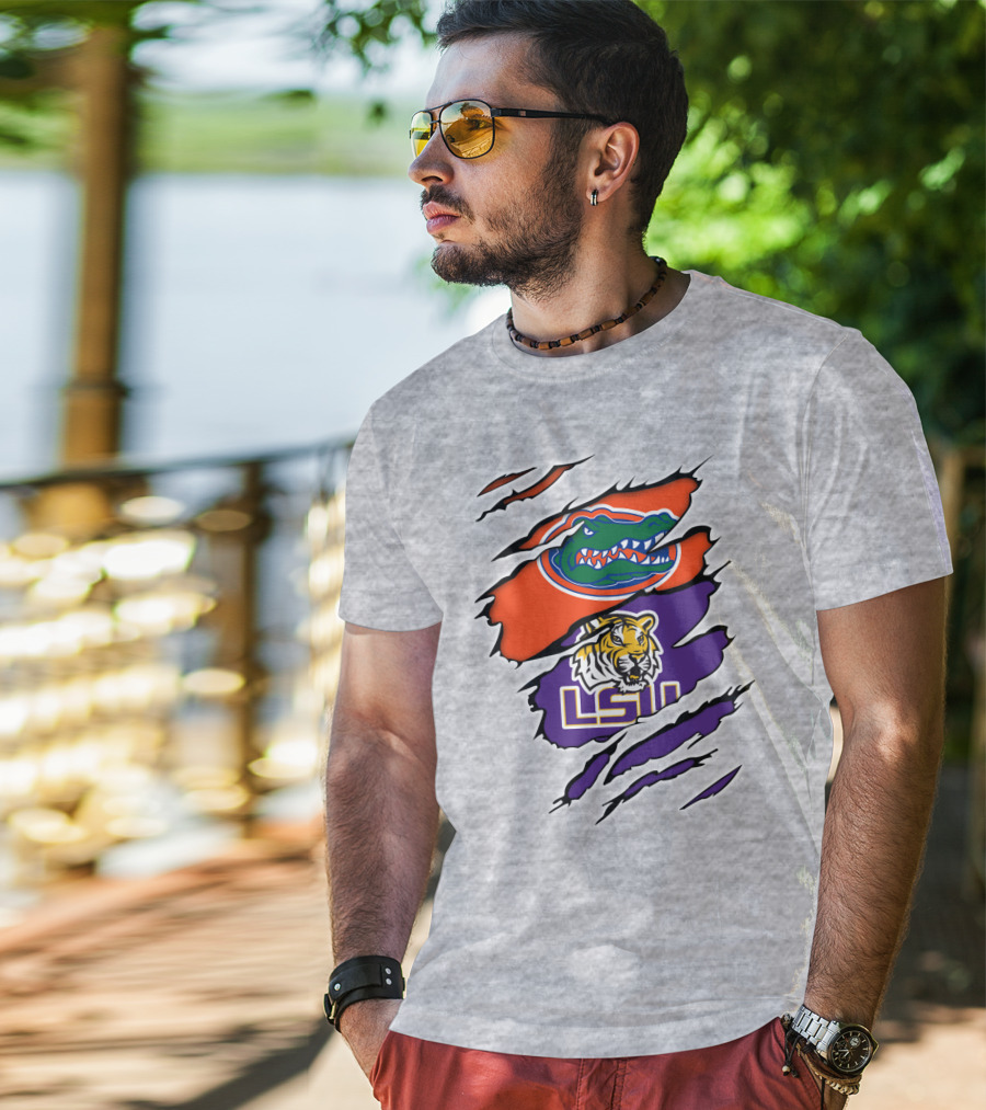 Florida Gators LSU Tigers Rivalry Claw Marks T-Shirt