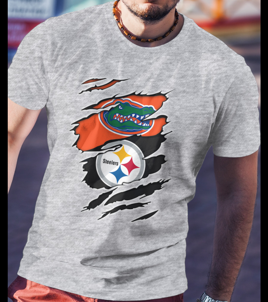 Gators Steelers Florida Football Team Ripped T-Shirt