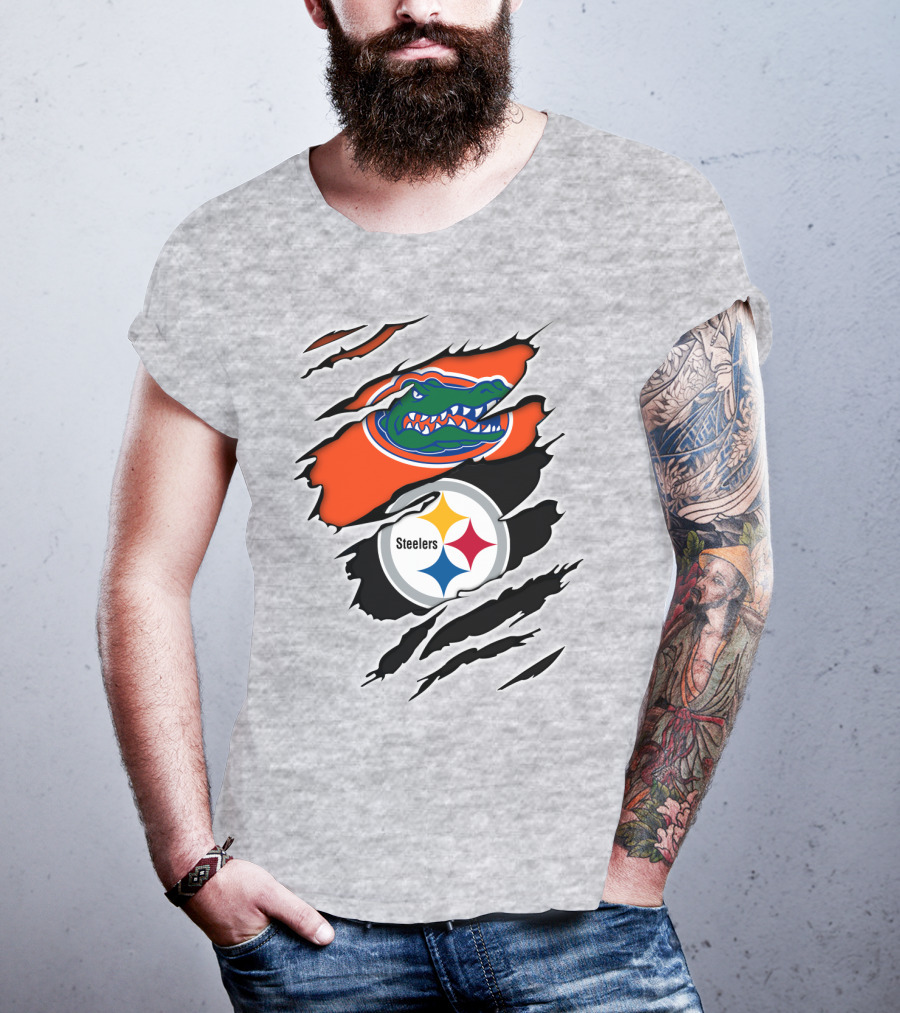 Gators Steelers Florida Football Team Ripped T-Shirt