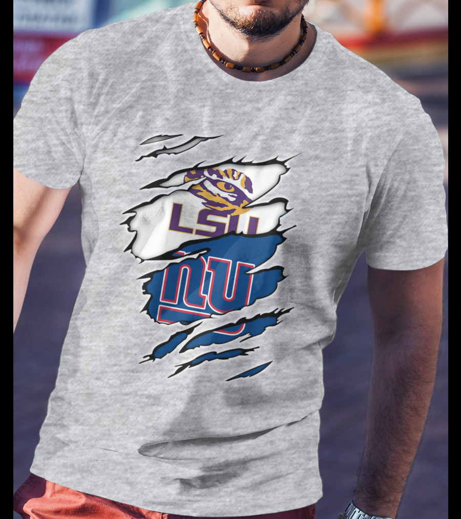 LSU Tigers New York Giants Crossover Tear T-Shirt