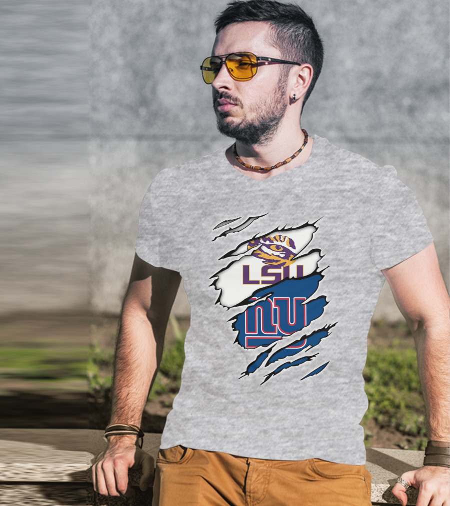 LSU Tigers New York Giants Crossover Tear T-Shirt